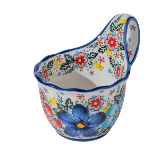 ALMA 18oz Microwavable Soup Bowl with Loop Handle, Handpainted Decorative Mug Big Handle, Ceramic Soup bowl for Mother, Cereal Bowl Great for Fruits, Chili, Stew, Ice cream