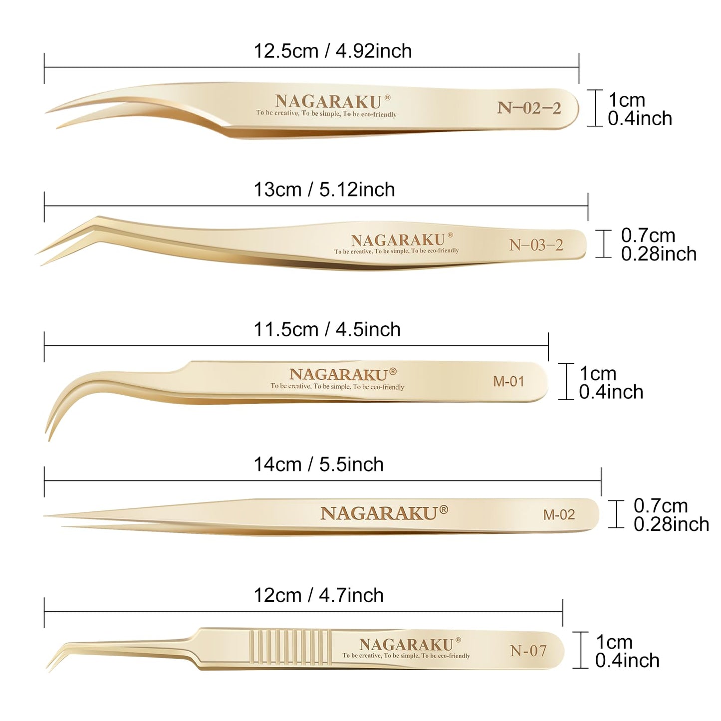 NAGARAKU 5 PCS Tweezers for Eyelash Extensions Straight and Curved Precision Professional Volume Easy Fanning lash Precise Point with Storage Case Bag