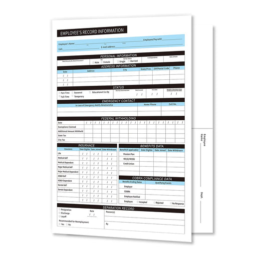 FENTASY Employee Record Folders - Confidential, High-Capacity, and Durable - Preprinted Pack of 25