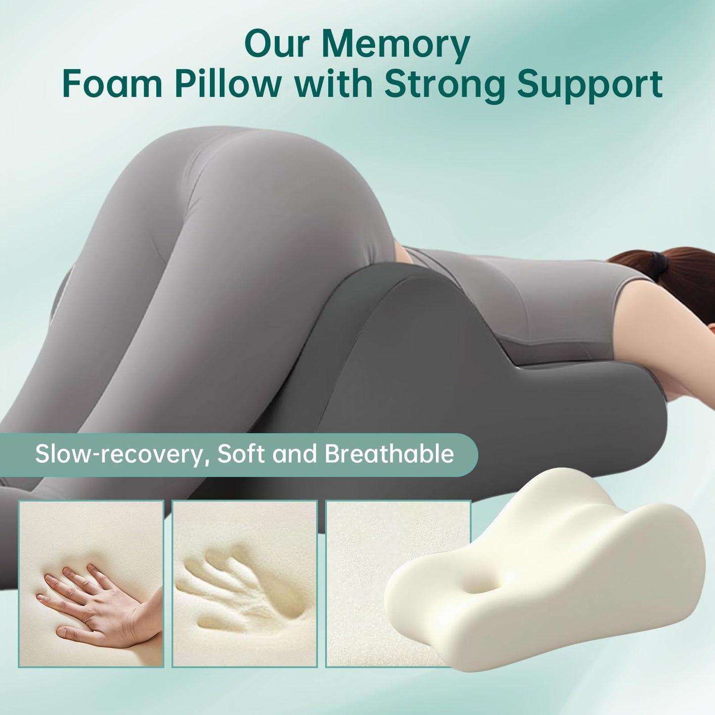KUYOVORA Memory Foam Wedge Pillow Intimacy Couples Pillow, Pregnant Ergonomic Contoured Position Pillow for Sleeping & Reading, Multi-Functional Bed Pillow Back Support Cushion All Grey