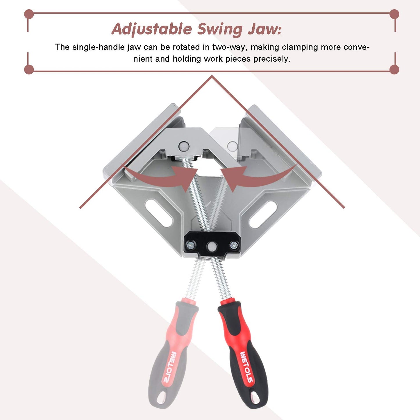 WETOLS Corner Clamp 4pcs - 90 Degree Right Angle Clamp - Single Handle Corner Clamp with Adjustable Swing Jaw Aluminum Alloy, Photo Framing, Tools for Men Gifts- WE709