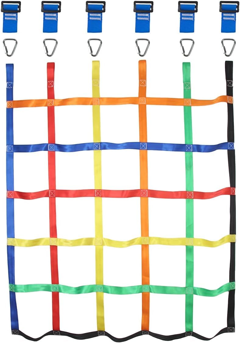 Gentle Booms Sports Climbing Cargo Net Indoor/Outdoor Ribbon Net，Children Kids Daily Sports Outdoor Backyard & Playground Equipment for Ninja Warrior Line，Ninja Warrior Style Obstacle Courses…