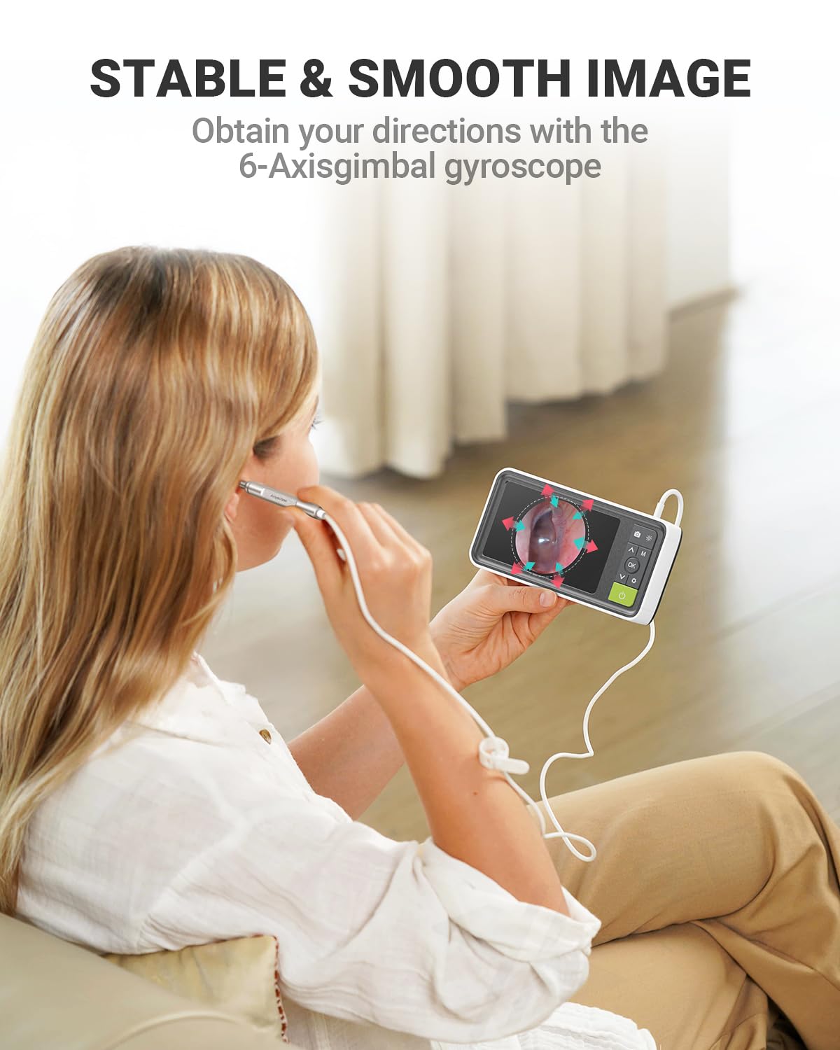 AnyScope 1080P Digital Otoscope with Gyroscope, 3.9mm Ear Scope Camera with 6 Lights, 4.5 Inches Screen, Ear Wax Removal Tool, 32GB Card, Supports Photo Snap and Video Recording