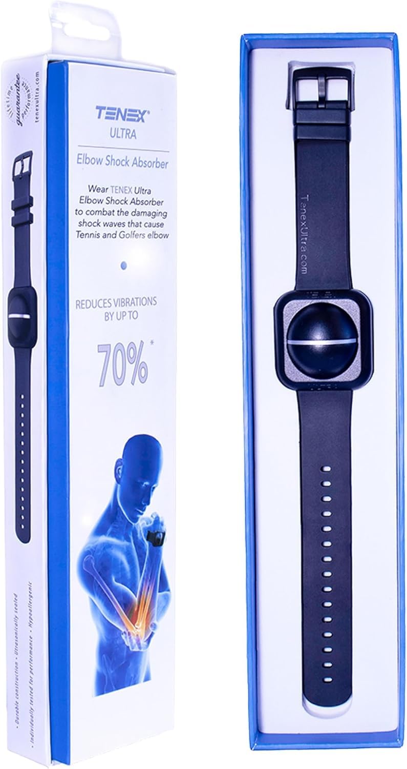TENEX Ultra Tennis Elbow Brace, Wrist-worn Non-Compression Dampener Band, Supports Relief from Tennis, Pickleball, Golf, Repetitive Motion Tendonitis, Absorbs Shocks That Cause Pain in Men & Women