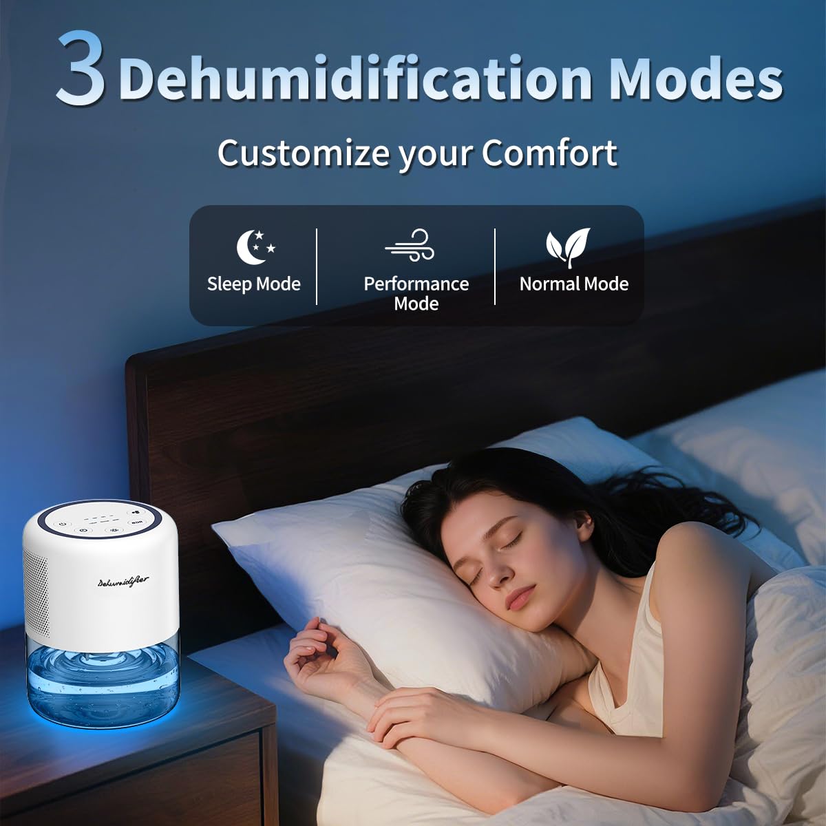 Windangel 44oz(1.3L) Small Dehumidifier for Home Auto-Off Quiet Portable Dehumidifier with 3 Modes 10 Color Lights 4 Timer Settings for Bedroom Bathroom Closet (215 sq.ft)