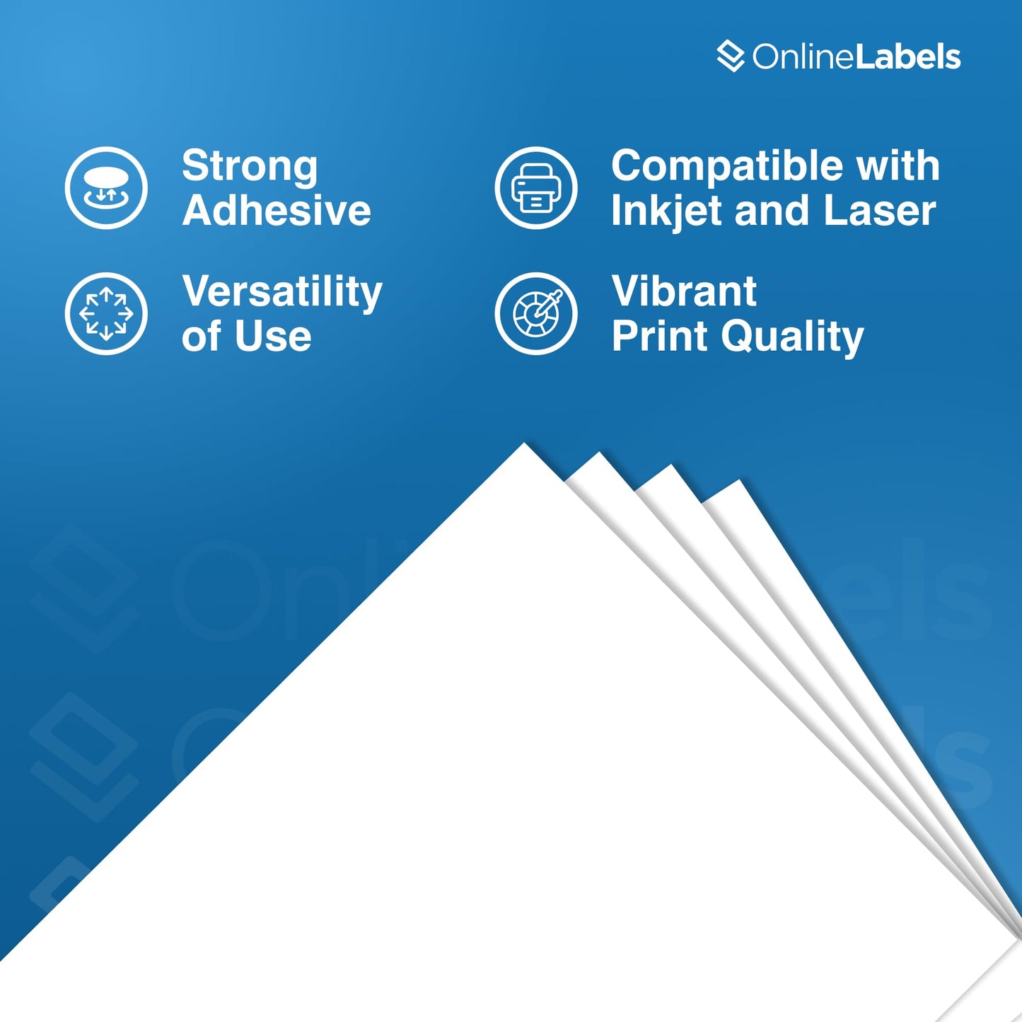 Sticker Paper, 250 Sheets, White Matte, 8.5" x 11" Full Sheet Label, Works with Inkjet and Laser Printer, Compatible with Electronic Cutting Machines, OL177WX, OnlineLabels