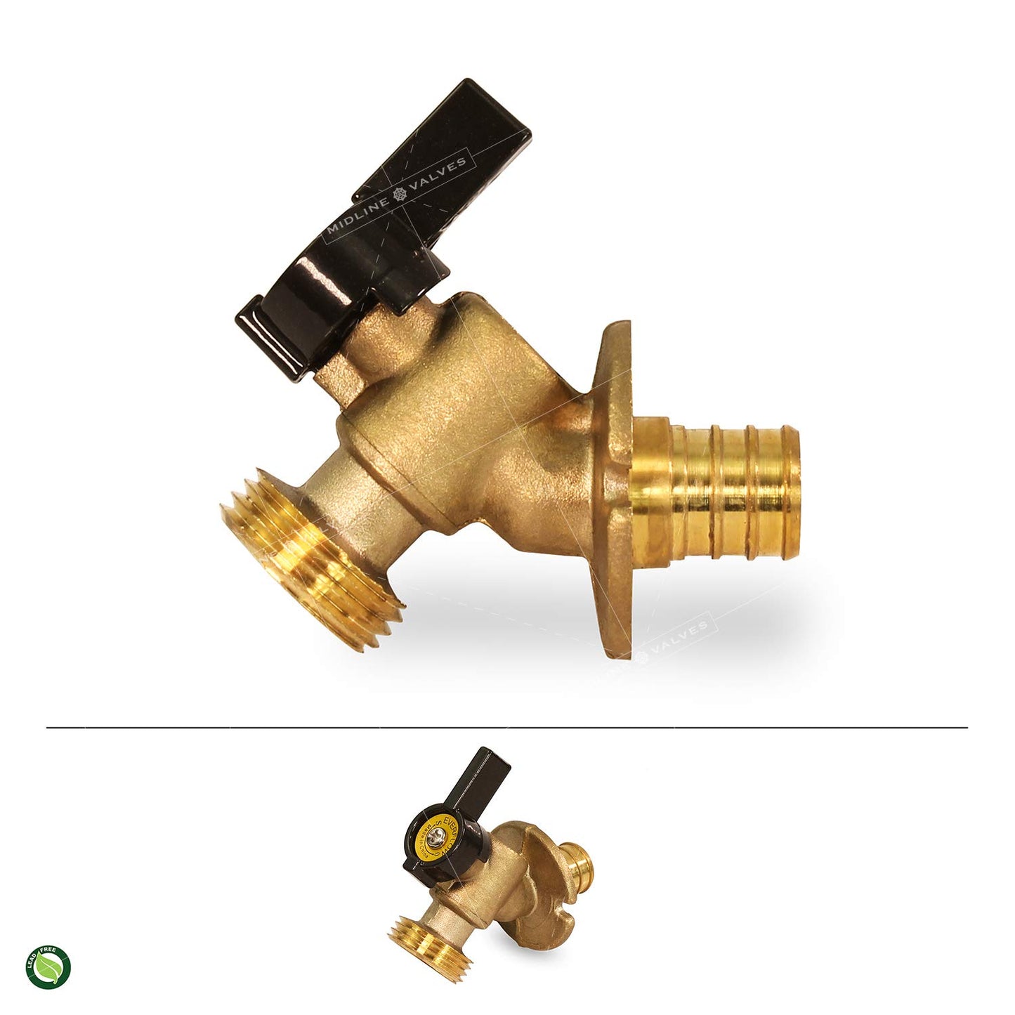 Midline Valve 69564Q-5 Quarter Turn Sillcock Bibb 3/4, Cast Brass (5Pack), 3/4 in. Pex Inlet x 3/4 in. MHT Hose Outlet, 5 Count