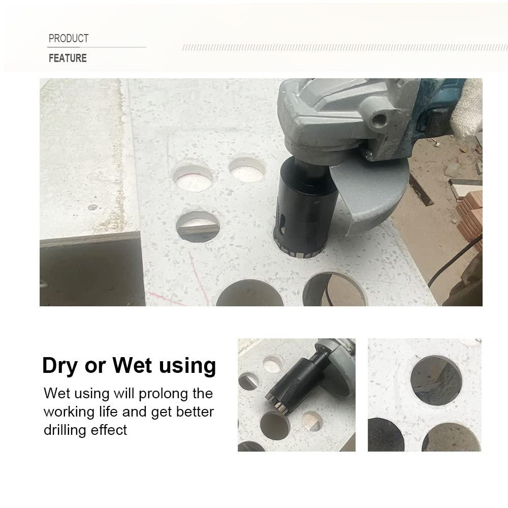 SHDIATOOL Diamond Core Drill Bits 3 Inch for Hard Stone Concrete Marble Granite Brick Laser Welded Dry or Wet Hole Saws 75mm