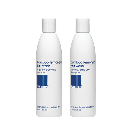 LATHER Bamboo Lemongrass Shampoo - Lightweight & Non-Greasy Hair Wash Formula - Gentle Moisturizing Shampoo for All Hair Types - Sulfate Free - 8 Fl Oz Bottles (Pack Of 2)