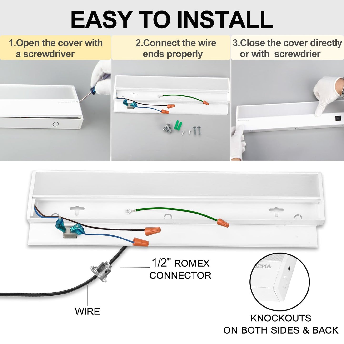 Ansen 4Packs of Under Cabinet Lighting Hardwired, 24IN 18W 1237LM, Dimmable Led Light for Kitchen/Bar/Closet, CRI>92, R9>90, 3 Color Temperature, 3000K/4000K/5000K(Warm White, Cool White, Daylight)
