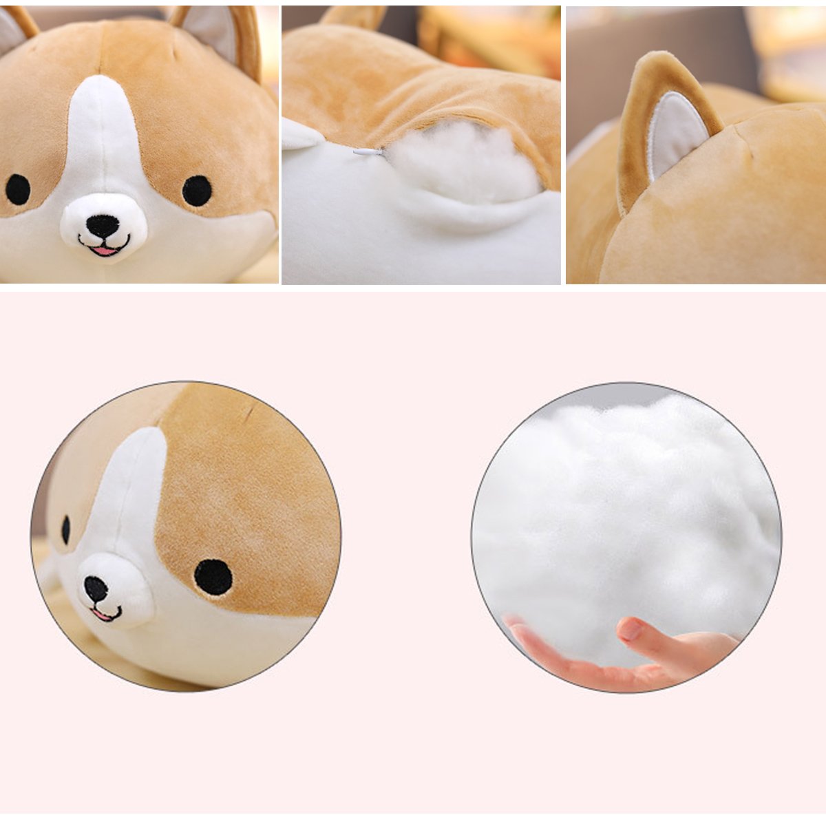 (45cm , Brown) - Levenkeness Corgi Dog Plush Pillow, Soft Cute Shiba Inu Akita Stuffed Animals Toy Gifts (brown, 45cm )