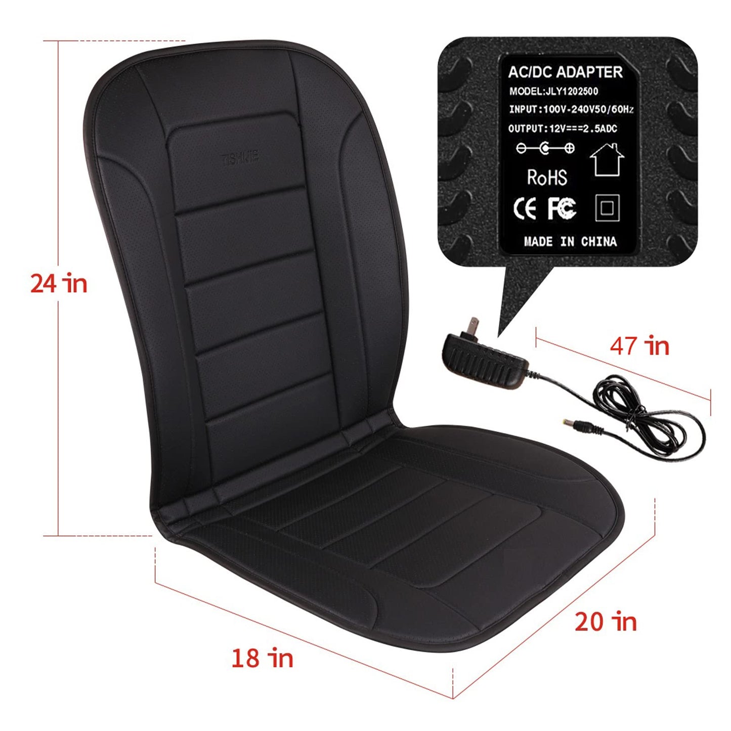 TISHIJIE Heated Seat Cushion for Office Chair with Temperature Control and Timer, Back and Seat Heating - for Office/Home Use