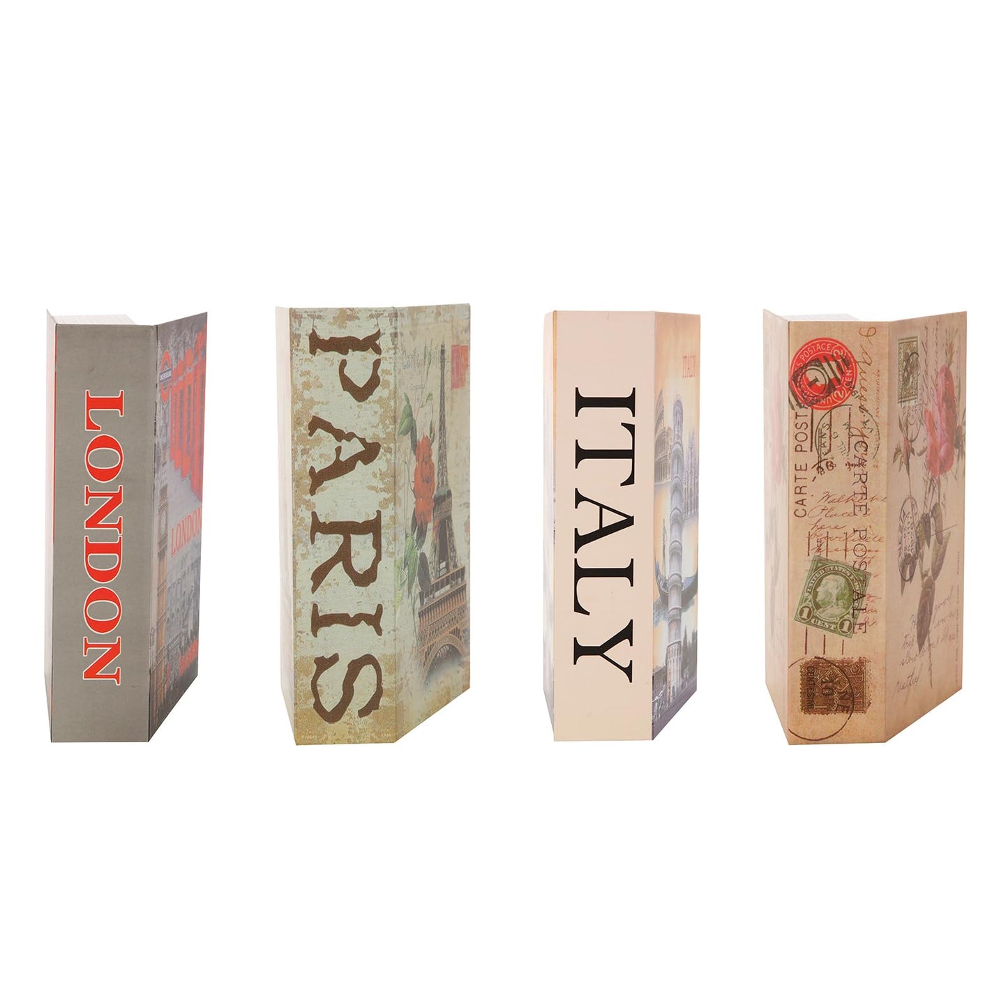 SEPOX® 4 Pcs Set Large Book-Safe Lock-Box: World Renowned Views, Large Hidden Storage with Key-Lock, Perfect Disguised Safe & Gift for Dorm, Home & Office Safe-Book