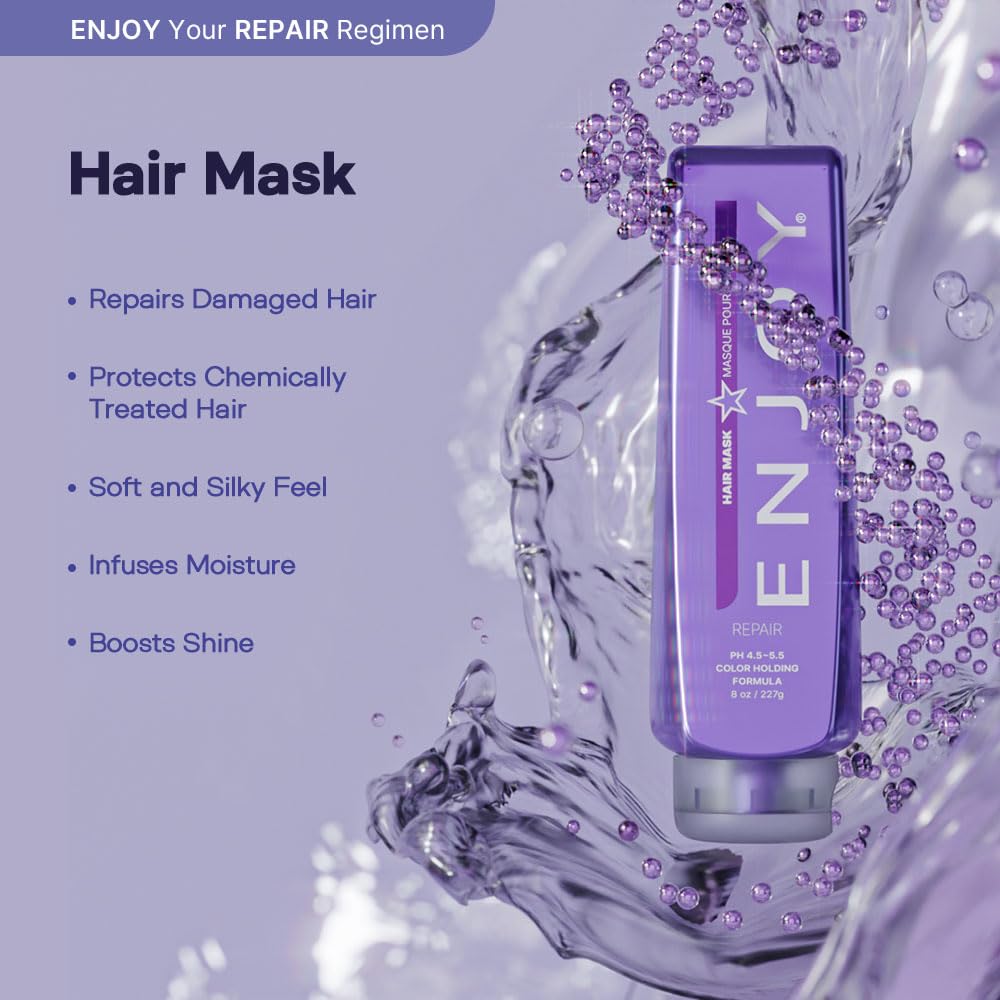 Enjoy Hair Mask 8 Oz 227 Grams | Add Moisture & Shine, Repair and Strengthen Dry, Unruly Hair | Color Safe | pH 4.5-5.5 | Sulfate-Free