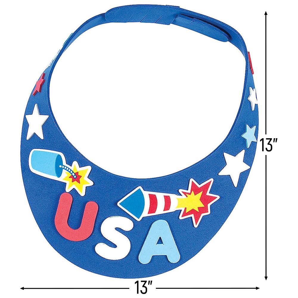 Patriotic Foam Visor Craft Kit - Makes 12-4th of July Crafts for Kids