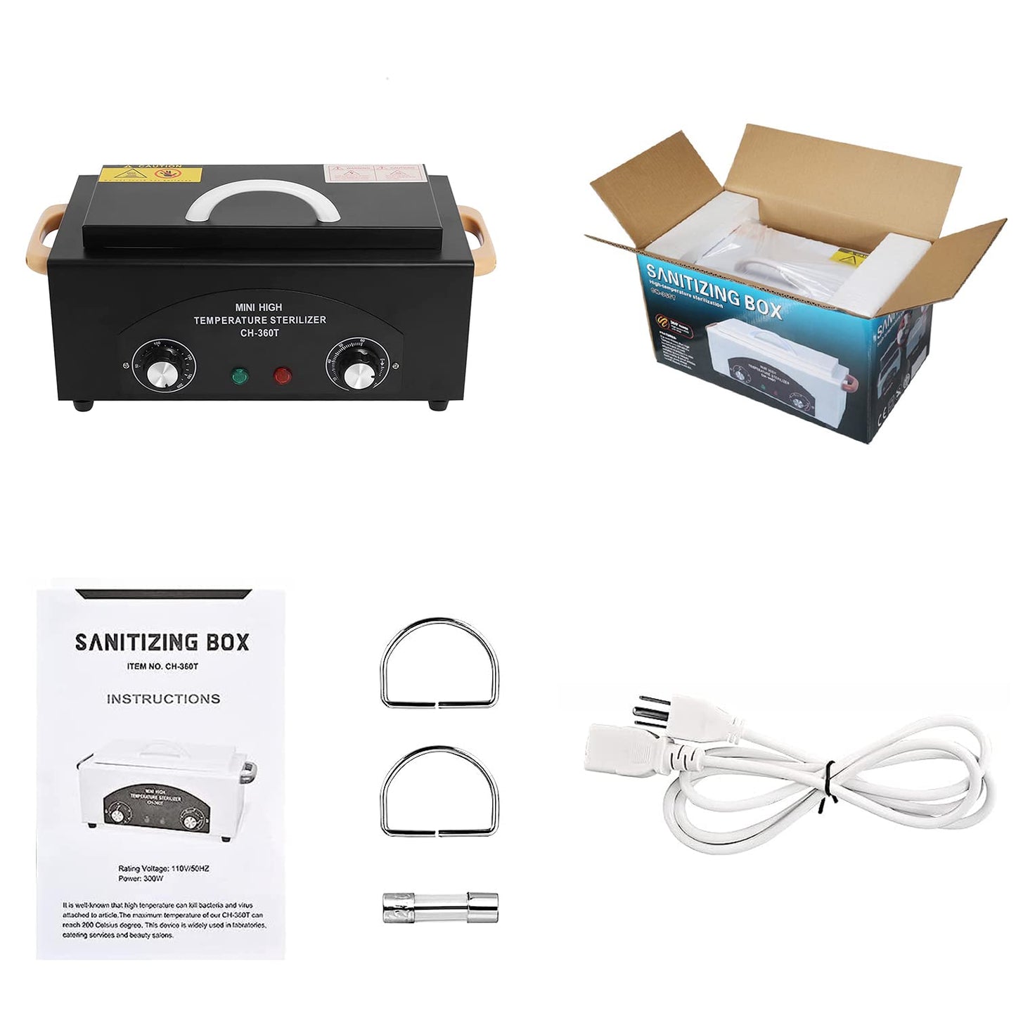 QUTUNI High Temperature Metal Tool Cleaning Box, 1.5L Dry Heat Box with Adjustable Temperature and Time for Nail Barber Tattoo Metal Equipment Cleaning (Black)