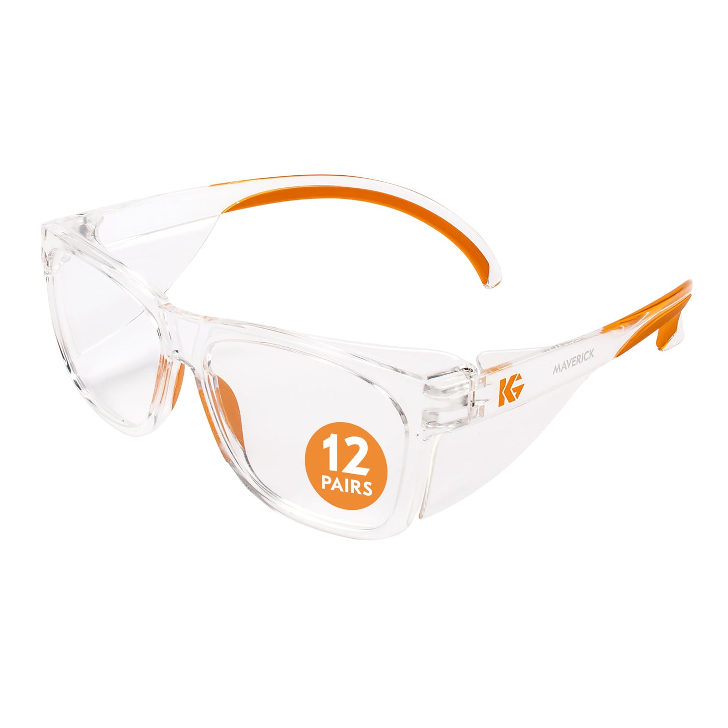 KleenGuard™ V30 Maverick™ Safety Glasses (49301), with KleenVision™ Anti-Fog Coating, Clear Lenses, Clear Frame, Unisex for Men and Women (Qty 12)
