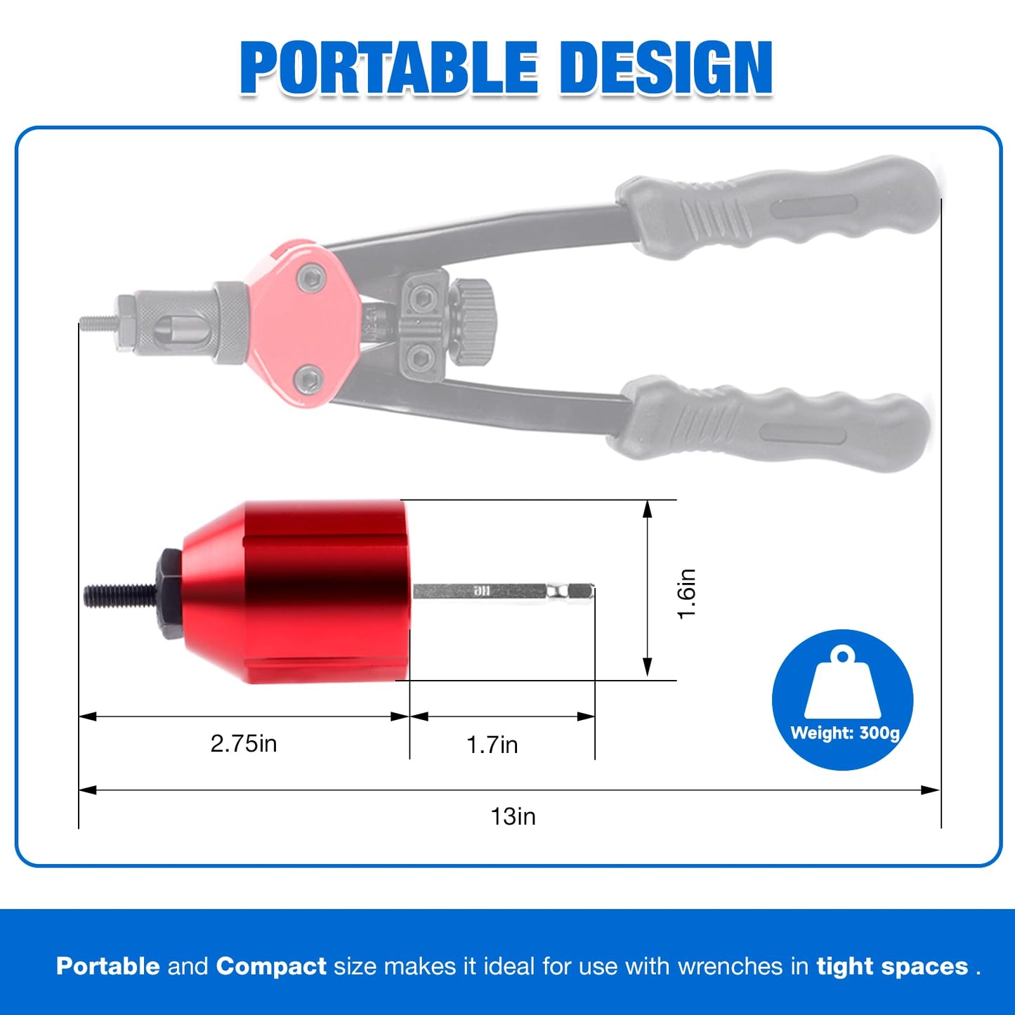 YUZES Rivet Nut Tool Adapter for Cordless Drill Electric- Newly Labor-Saving Rivet Gun Kit Professional Rivet Nut Tool kit with Carrying Case (Rivet Nut Tool-30-R1)