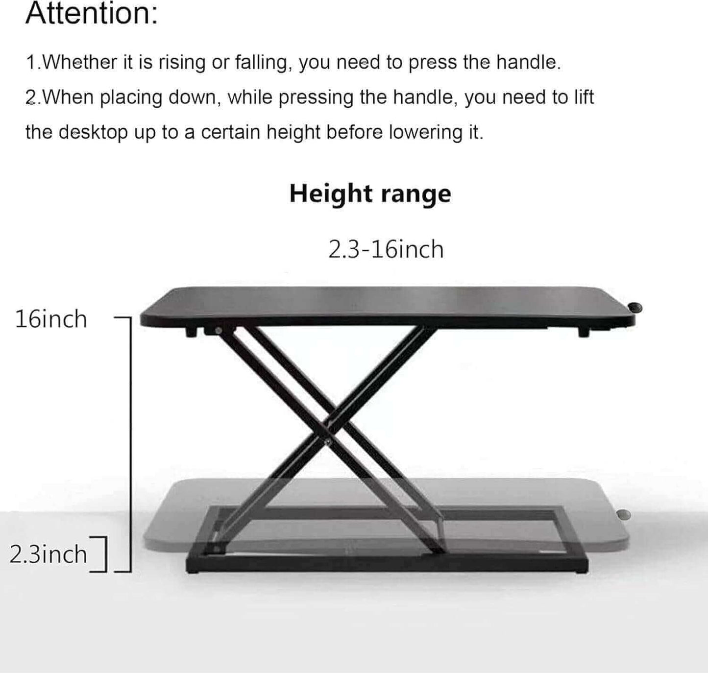Height Adjustable Standing Desk Converter,Computer Keyboard Stand for Desktop,Keyboard Riser for Stand Up Desk Riser,Computer Workstations for Laptop and Single Monitor Office Use,Size 23.6 Inch