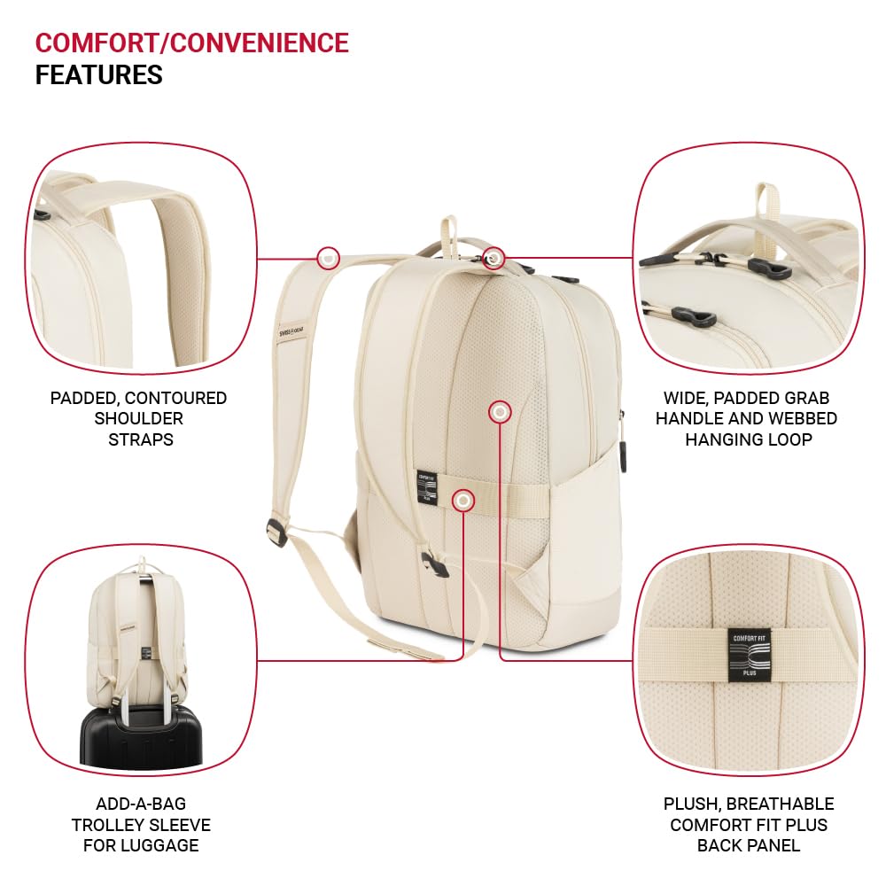 SwissGear Orientation Laptop Backpack, Sandshell, 17"x12"x7"