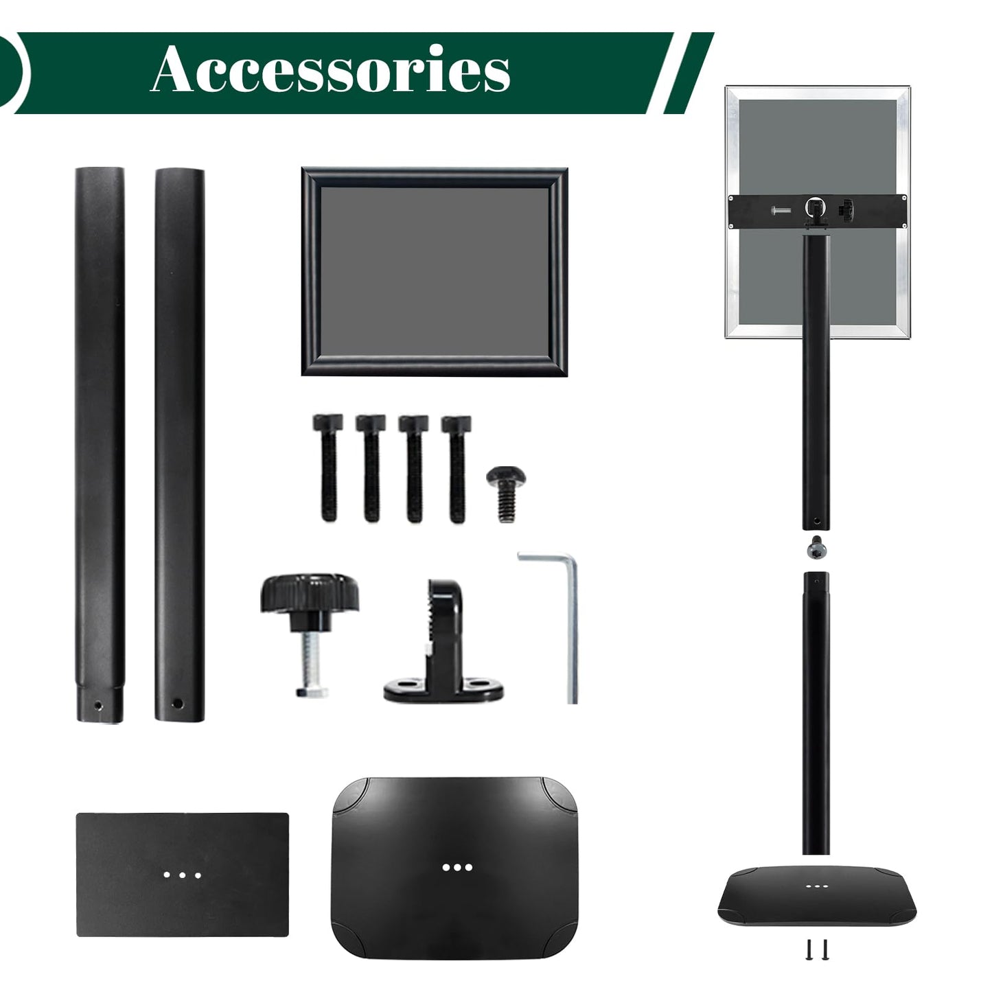 Heavy Duty Pedestal Sign Holder for Display, 8.5 x 11 inches Adjustable Floor Standing Sign Holder with Weighted Base , Vertical and Horizontal View Sign Stand for Indoor/Outdoor Advertising，Black