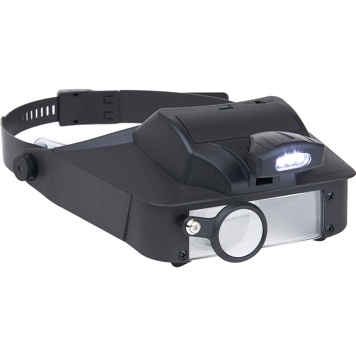 Carson LumiVisor Head Magnifier - Black Head Visor with LED Lighted Magnifier (2x/3x/5x/6x) (LV-10)