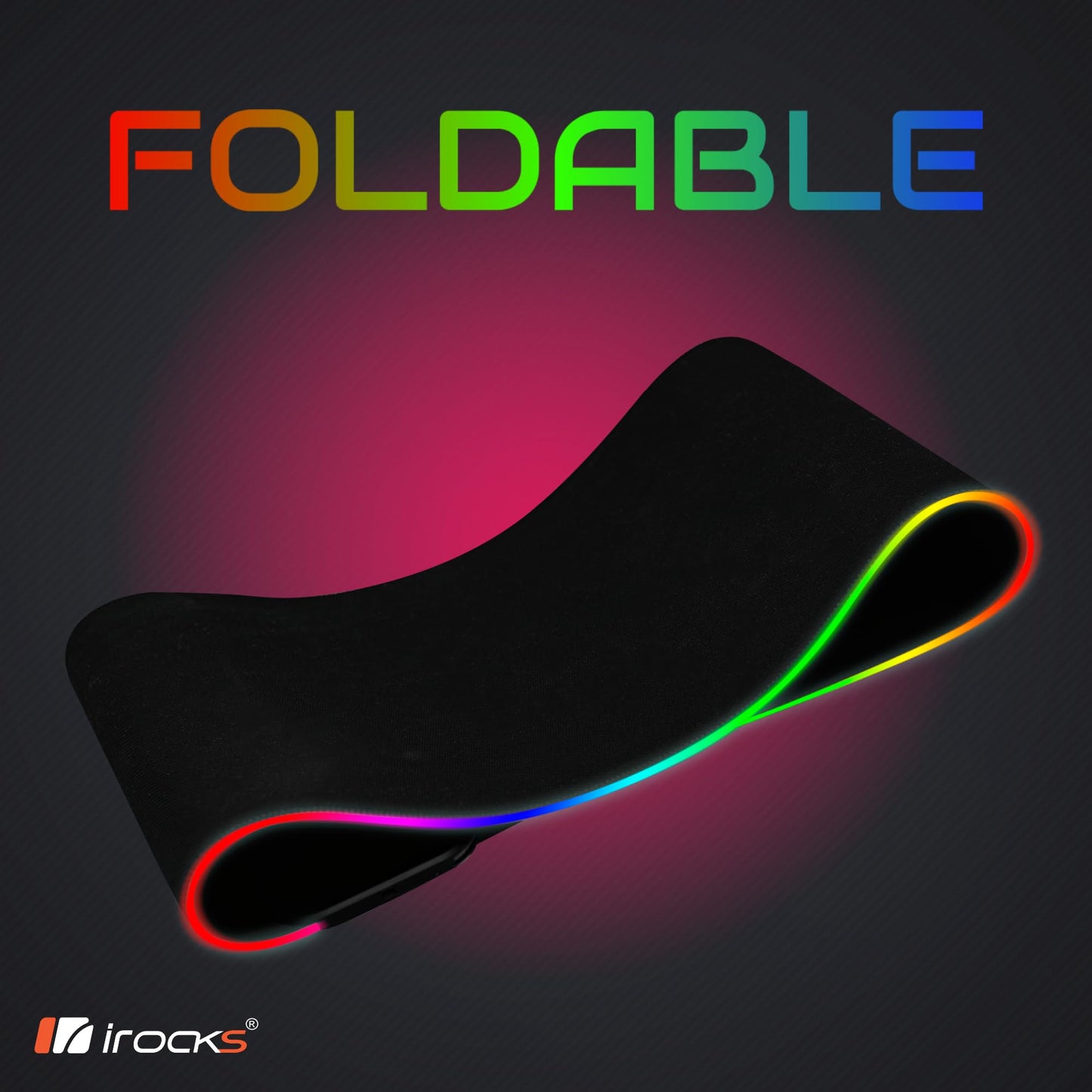 i-Rocks Extra Long RGB Gaming Mouse Pad, 10W Wireless Fast Charger, Natural Rubber Non-Slip Base, 35.4"x11.8" Desk Mat, Qi-Compatible for iPhone, Samsung, AirPods, 7 Colors & 3 RGB Effects