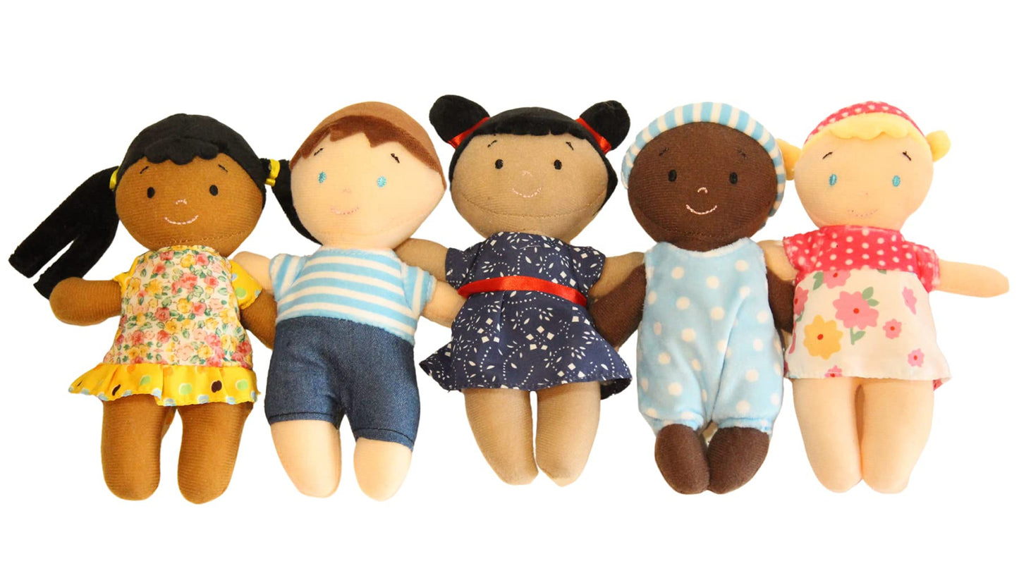 Making Believe Diversity Buddies Plush Diversity Dolls - Multicultural Dolls for Kids | Multicultural Baby Dolls, Different Races Dolls, Multi-Ethnic Multiracial Dolls | Daycare Toys - 8" - Set of 5