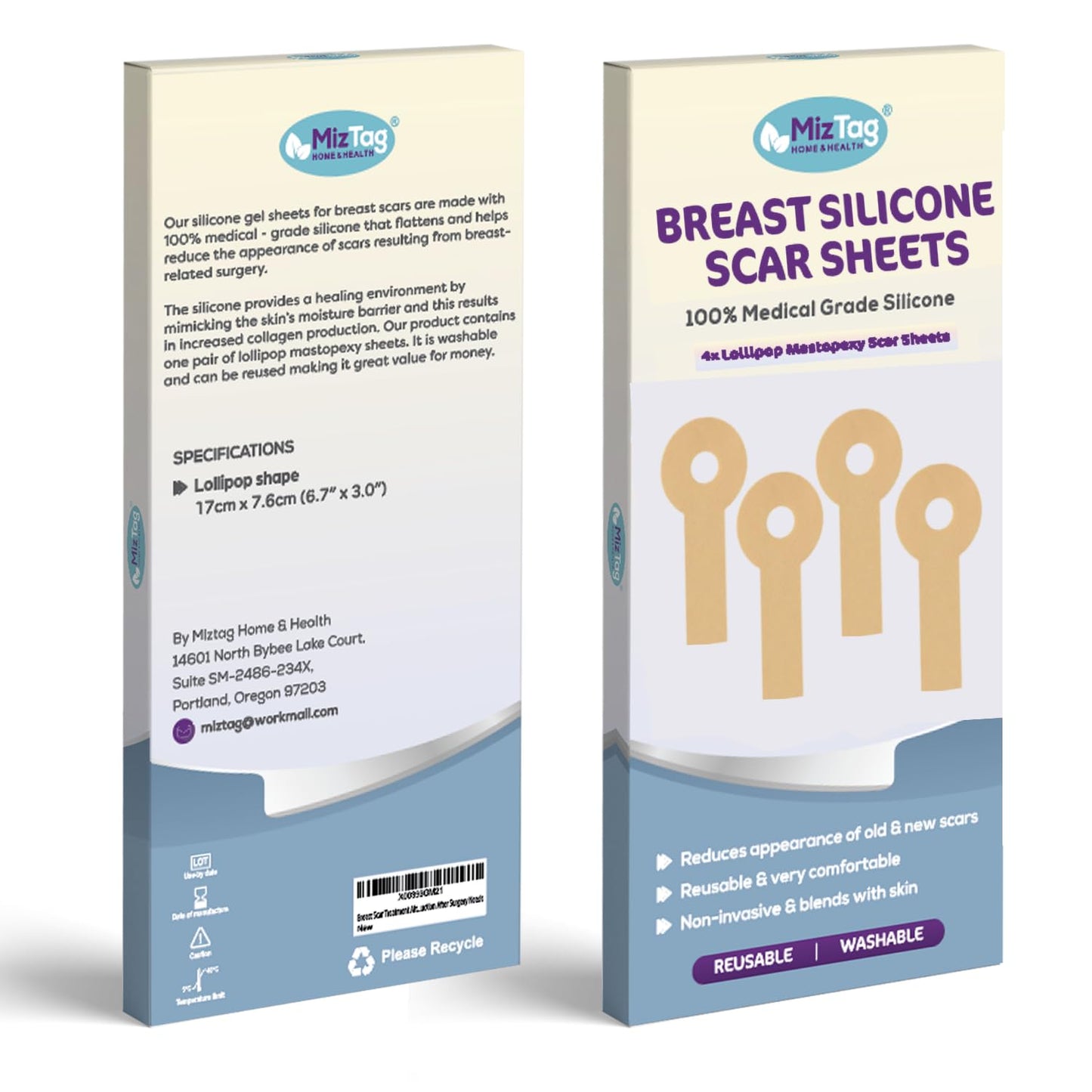 Breast Augmentation Recovery Supplies - Silicone Sheets for Healing - Comfortable Under Post-Op Bra (4 Pcs) - Great for Mom