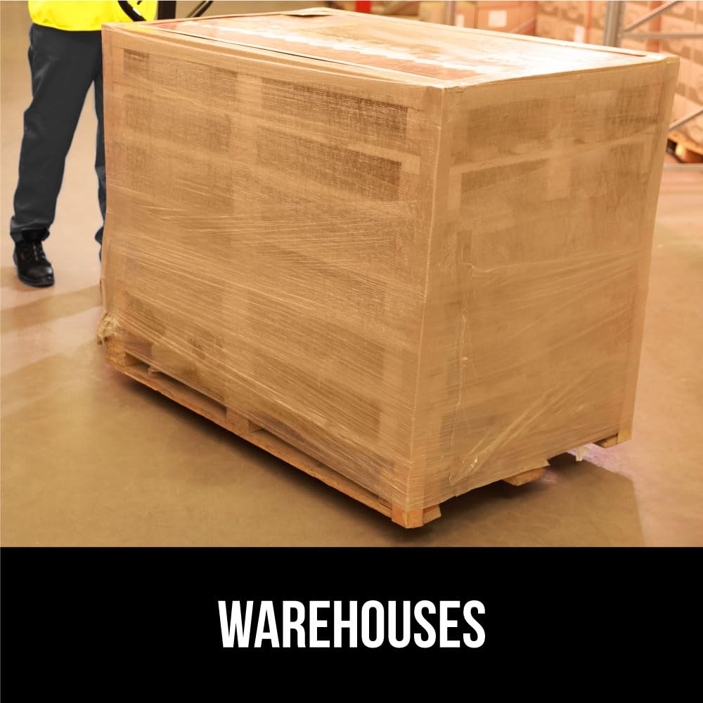 GORILLA GRIP 500% Stretch Film Heavy Duty Plastic, 1000ft Shrink Wrap Roll 24" Puncture Resistant, Industrial Strength for Shipping, Pallet Storing, Moving, Packing Furniture Protection 1 Pack Clear