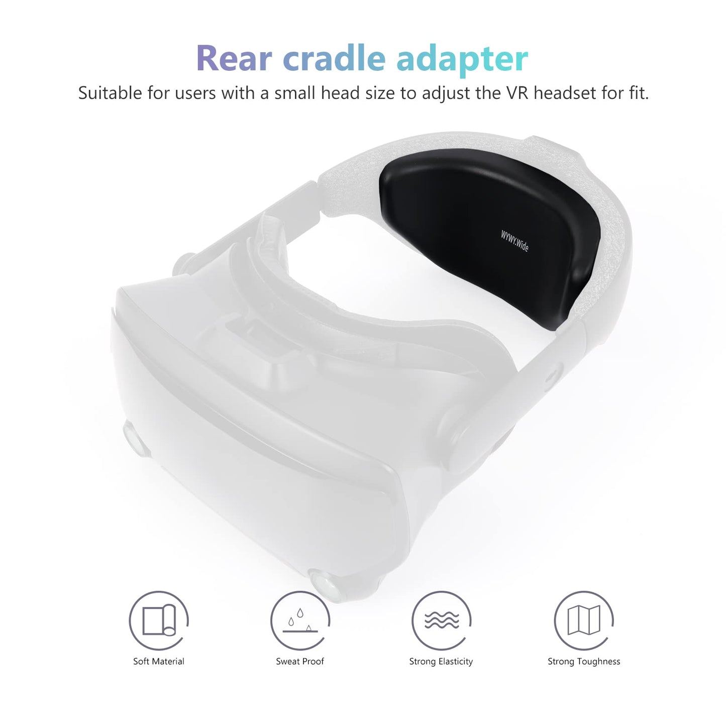 VR Headset Rear Cradle Adapter Compatible with Valve Index and HP Reverb G2 VR Headset, Soft Sponge Padding Back Sponge Pad Fit Small Head Black