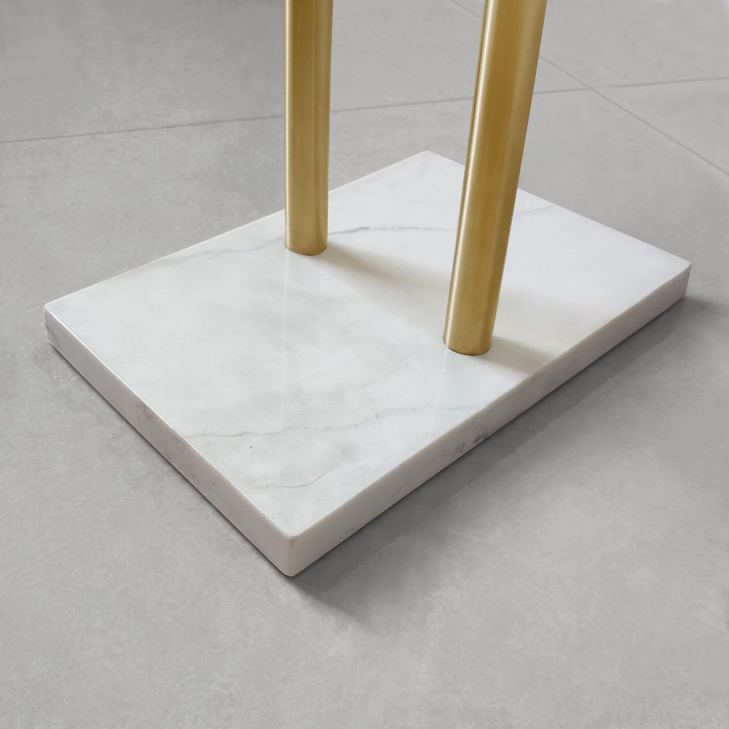 40 Inch Standing Towel Rack for Bathroom Floor Double-T Shape Bath Sheet Holder with Marble Design Base Towel Rack Freestanding Next to Tub or Shower Towel Holder Stand SUS304 Brushed Gold