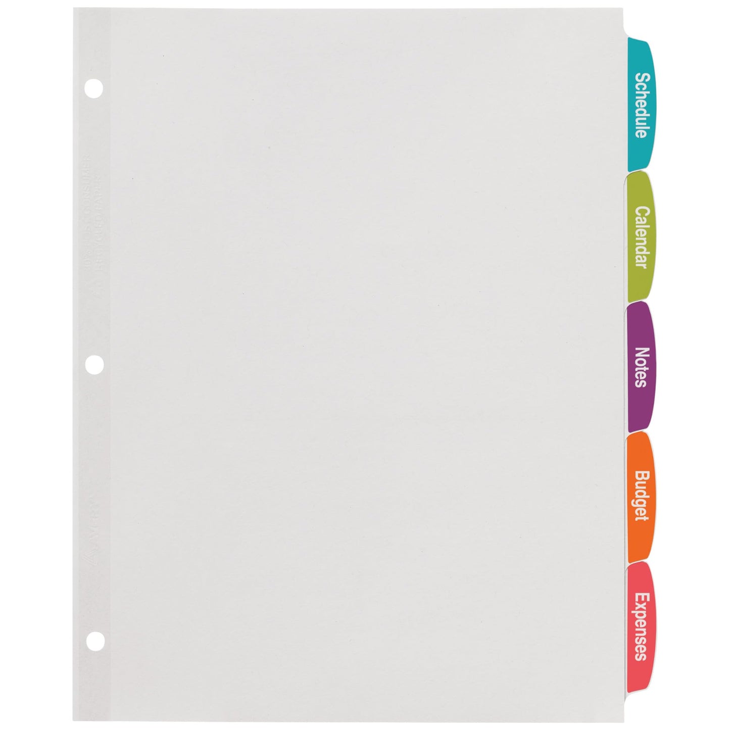 Avery Big Tab Printable White Label Dividers for 3 Ring Binders, 5 Tabs per Set, White, Great for Office Supplies, School Supplies, Organizing, and More (20 Sets of 14434)