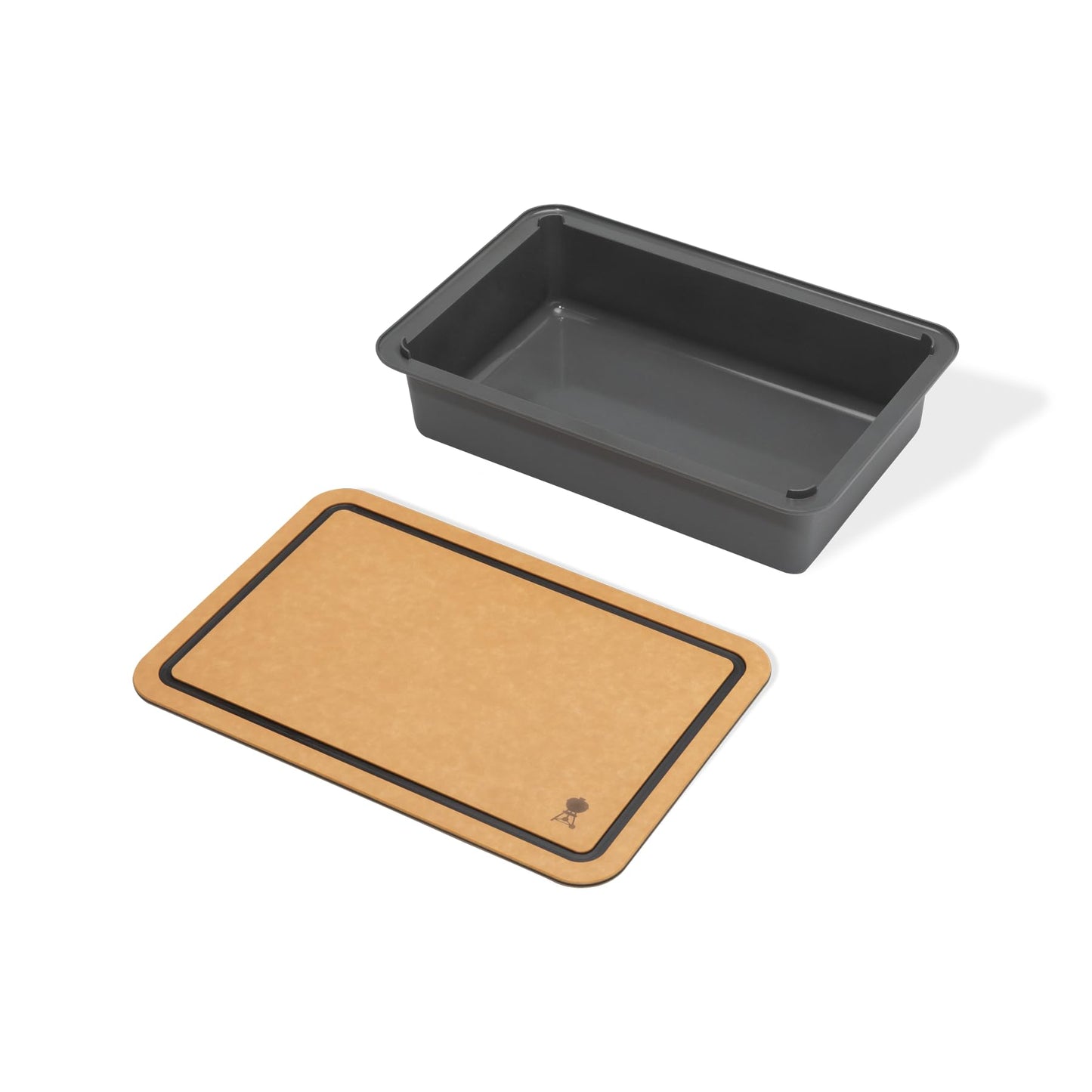 Weber Works Cutting Board & Basin – Food‑Safe Grill Prep Station for Marinating, Storing & Transporting Food with Dual‑Sided Cutting Board Lid, Grill Accessory