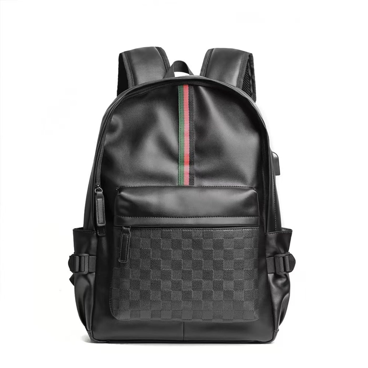 WDEKDAI Leather Backpack School College Bookbag Leisure Business Travel Hiking Rucksack,Suitable for 15.6-inch laptop pack (2)