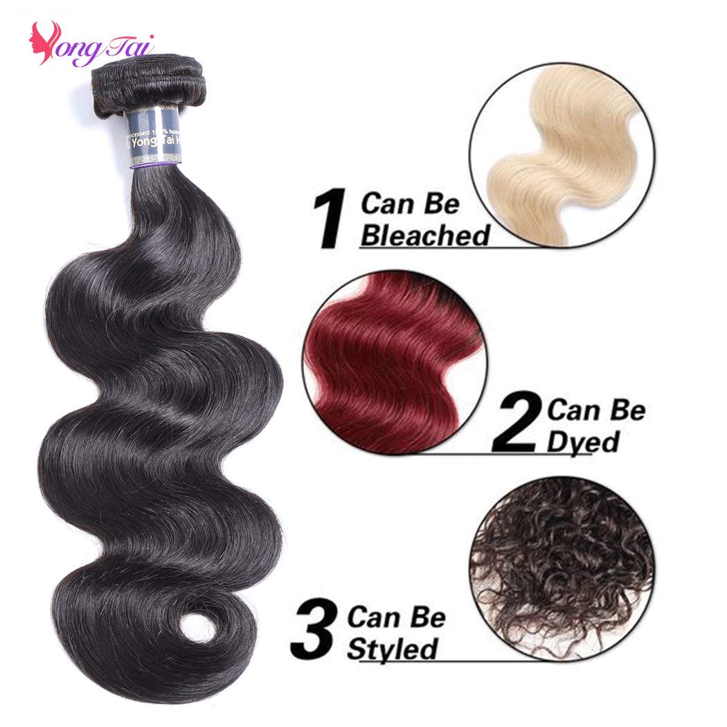 Body Wave Bundles Human Hair 16 18 20 Inch Unprocessed Brazilian Weave Bundles Human Hair 3 Bundles Deals Yuyongtai 1B Color Body Wave Virgin Hair Extensions