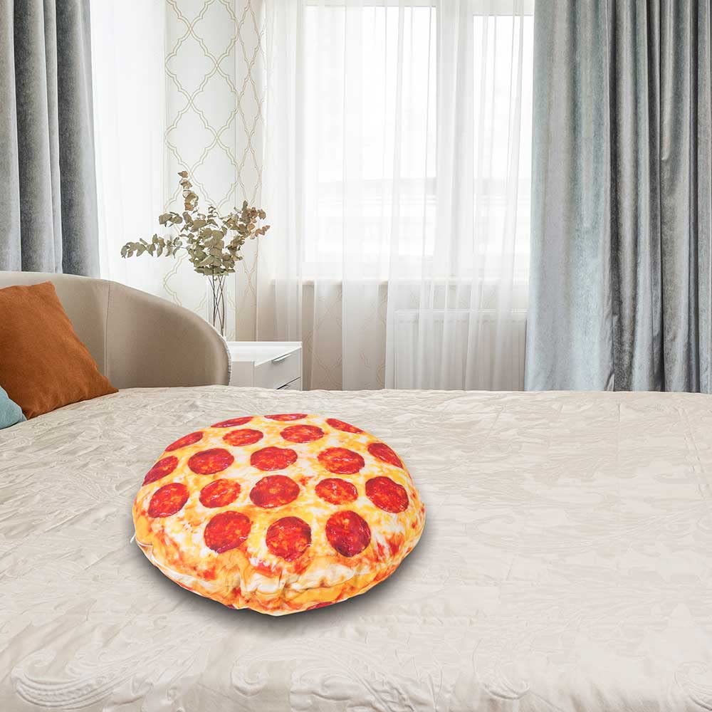 LINIL Pizza Shaped Pillow Funny 3D Giant Round Food Plush Stuffed Pillow Novelty Throw Cushion Stuffed Animal Toy 16"