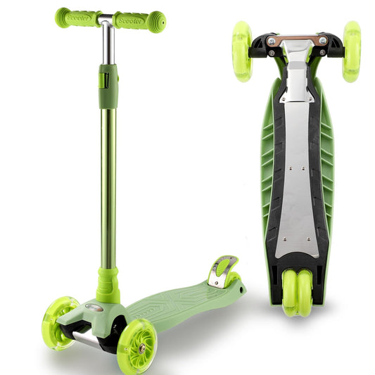 3 Wheel Scooter for Kids Ages 6-12,Kids Scooter with Light Up Wheels, Sturdy Deck Design, and 4 Height Adjustable Suitable for Kid Ages 3-12