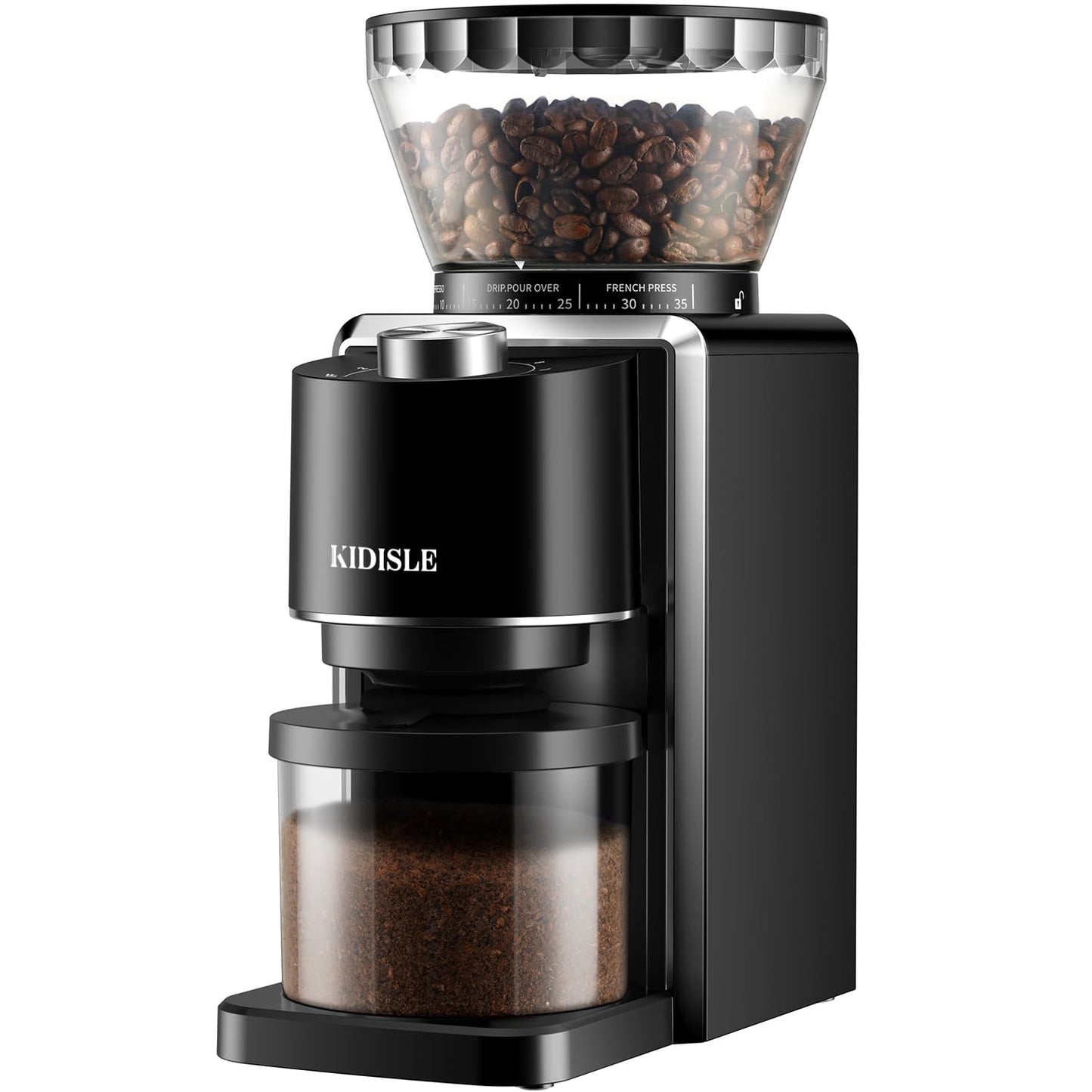 KIDiSLE Conical Burr Espresso Grinder, 35 Precise Settings Electric Coffee Bean Grinder with Anti-Static Technology, Quiet Burr Coffee Grinder for Espresso, Pour Over, French Press, 2-12 Cup, Black