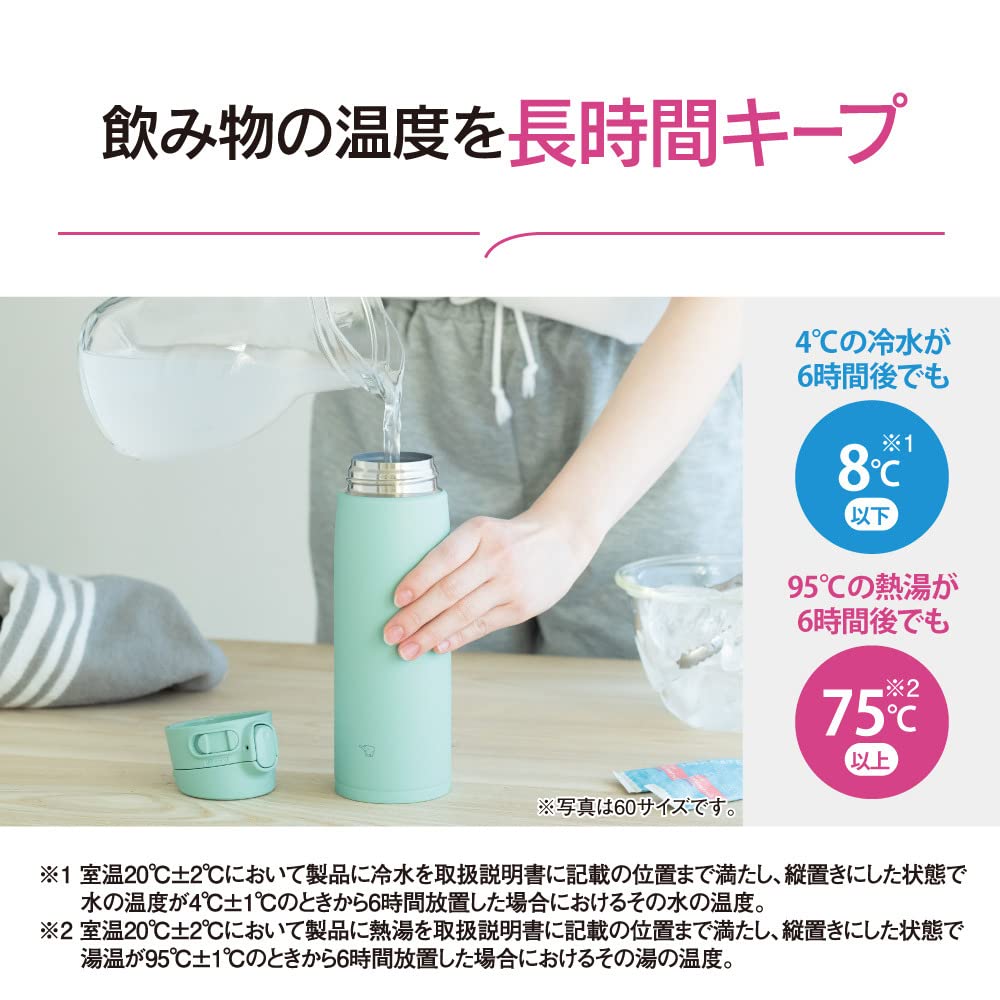 Zojirushi SM-VA72-AM Water Bottle, One-Touch Stainless Steel Mug, Seamless, 24.3 fl oz (720 ml), Mint Blue