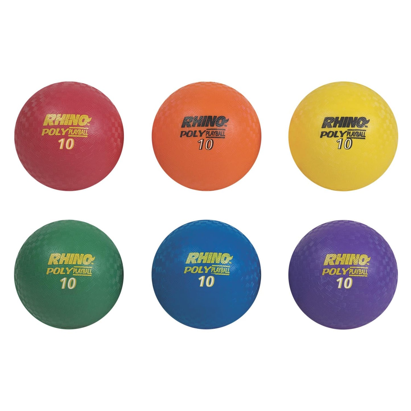 Champion Sports PX10SET Rhino Playground Ball Set, 10" Diameter, Rubber, Assorted, 6 Balls/Set (CSIPX10SET)