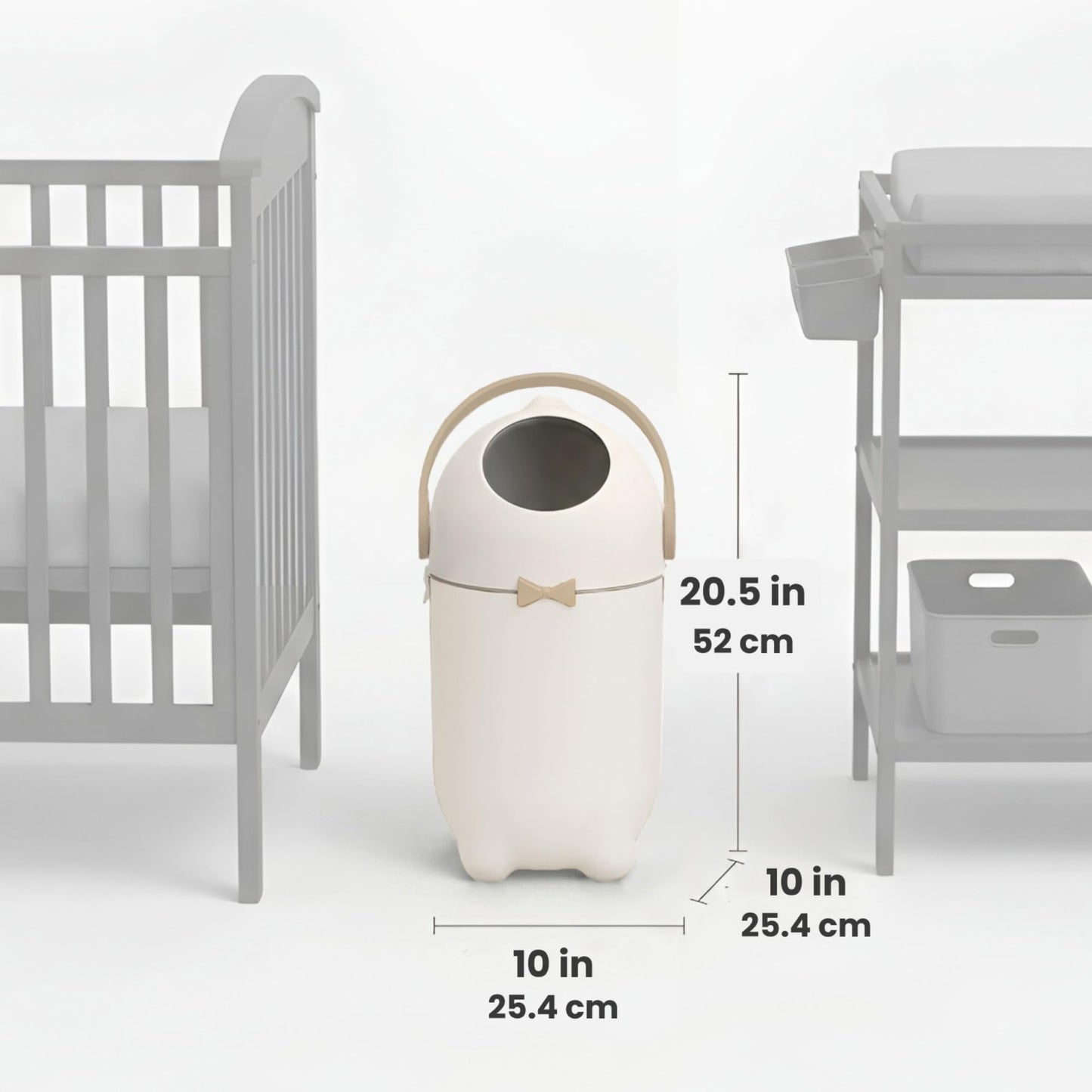 iTouchless Odor-Locking Diaper Pail - 2026 Award-Winning Ag+ Silver Ion Nursery Bin - Fits Any Bag, No Refills Needed - Includes 20 Leak-Proof Bags (Hold 300 Diapers) - Boho White Baby Registry Gift