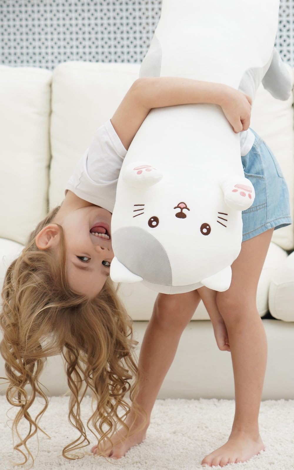 Dalmao 36" Cat Stuffed Animal, Soft Long Pillow Doll Cute Cartoon Kitten Plush Body Pillow Plushies Toy Gift for Kids, Girls, Birthdays, Valentine's, Christmas