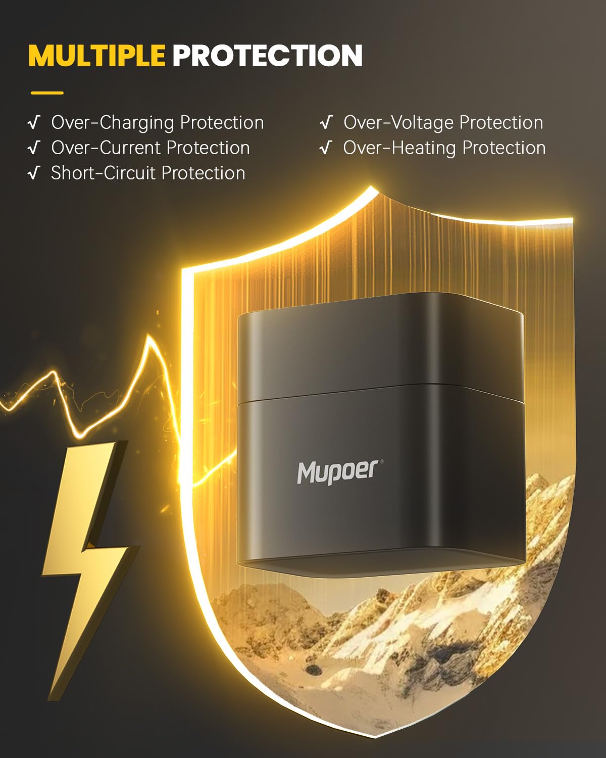 Mupoer Rechargeable AA Lithium Batteries 8 Pack with Charger,3600 mWh 1.5V Double A Batteries High Capacity,Long Lasting Rechargeable AA Li-ion Battery with Integrated Charging Storage Box - Golden