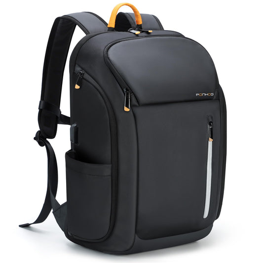 Business Backpack for Men - 900D Tech Backpack fit 17.3 Inch Laptop, Travel Backpack with USB Charging Port Anti-Theft Pocket, 30L Large Smart Backpack Black Waterproof