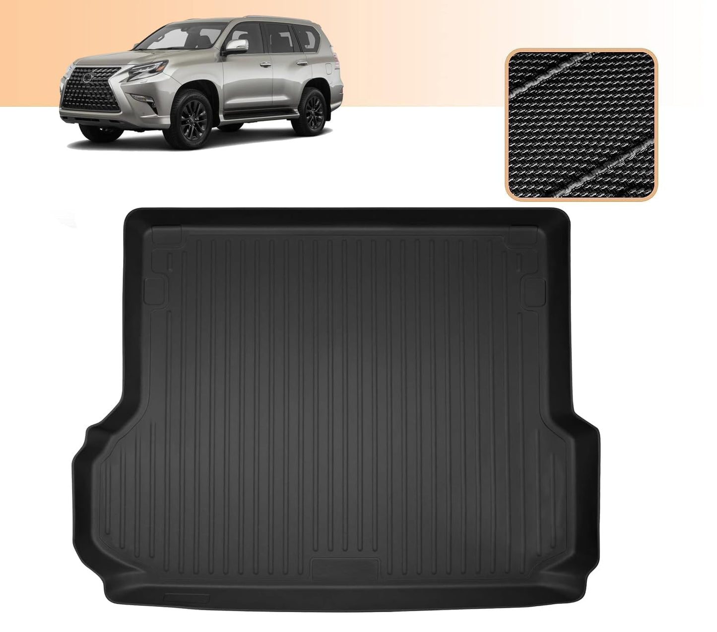 IKABEVEM Trunk Mat for Lexus GX 460 2010-2023 - Custom Fit TPE Non Slip Cargo Liner - All Weather Guard Trunk Liner - 3D Shaped Laser Measured Cargo Mats for 2010-2023 Lexus GX GX460