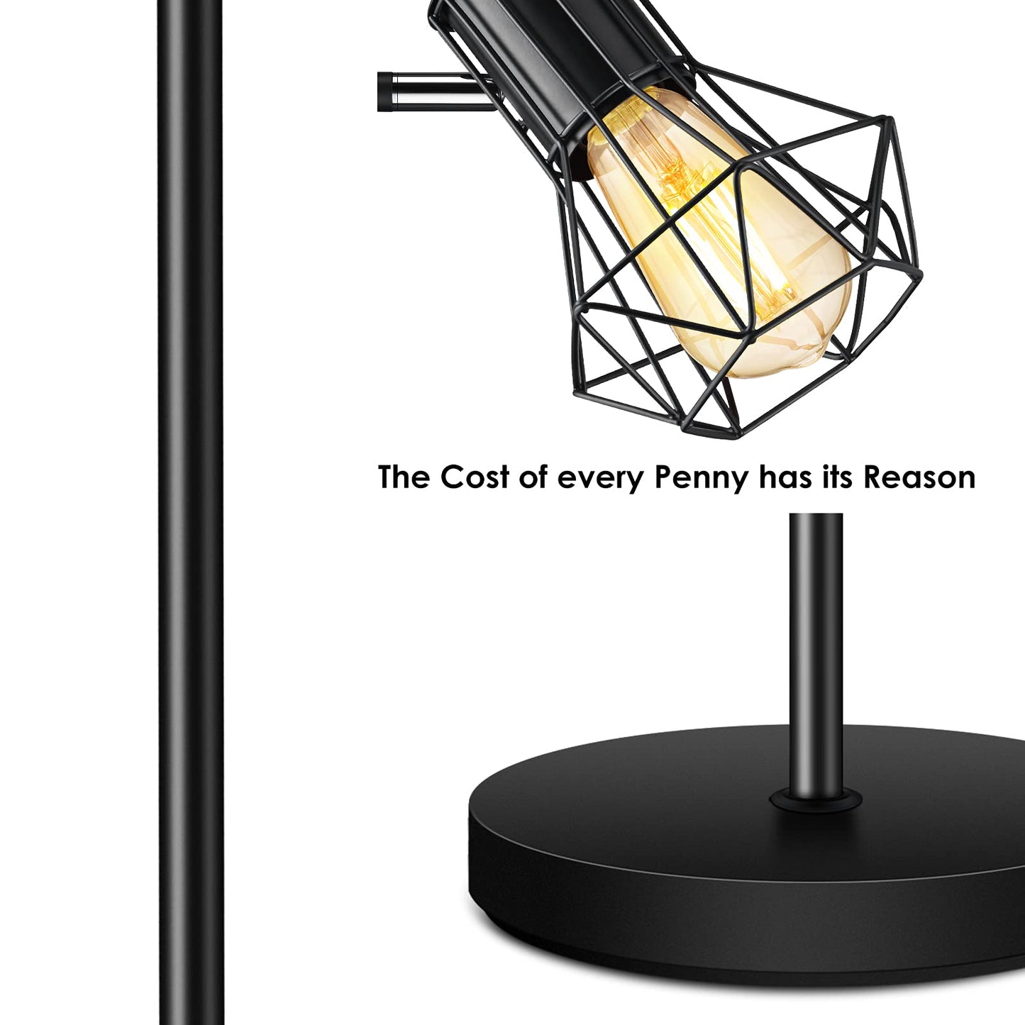 BoostArea Industrial Floor Lamp,Standing Lamp,Farmhouse Tree Floor Lamps with 3 Adjustable Cage Heads,E26 Socket,Independent Control,Floor Lamp for Living Room,Bedroom,Rustic Home(No Bulb)