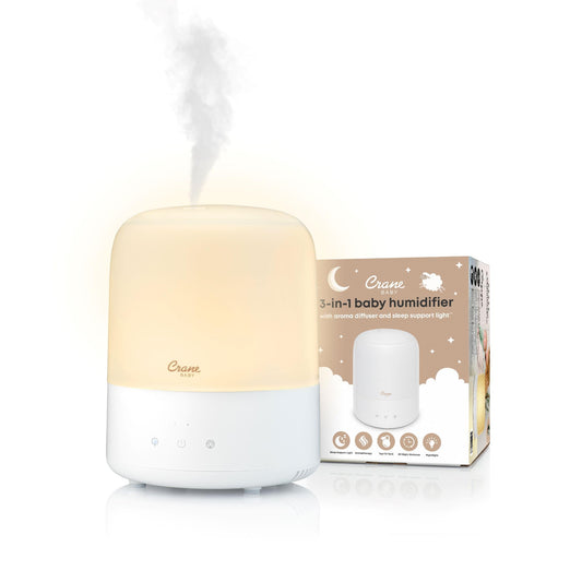 Crane Baby 3-In-1 Baby Humidifier Aroma Diffuser with Adjustable Nightlight, Auto-Shutoff, Humidifier for Baby Nursery, Baby Diffuser for Nursery
