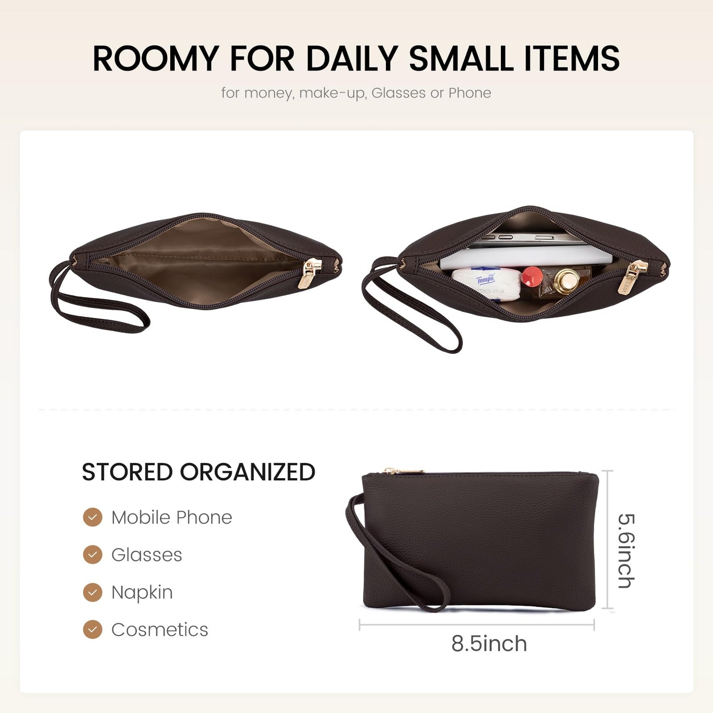 LOVEVOOK Laptop Tote Bag for Women - 15.6 Inch Faux Leather Work Tote Bag For women with Clutch, Large Capacity Office Purse for Casual Business Travel, Coffee
