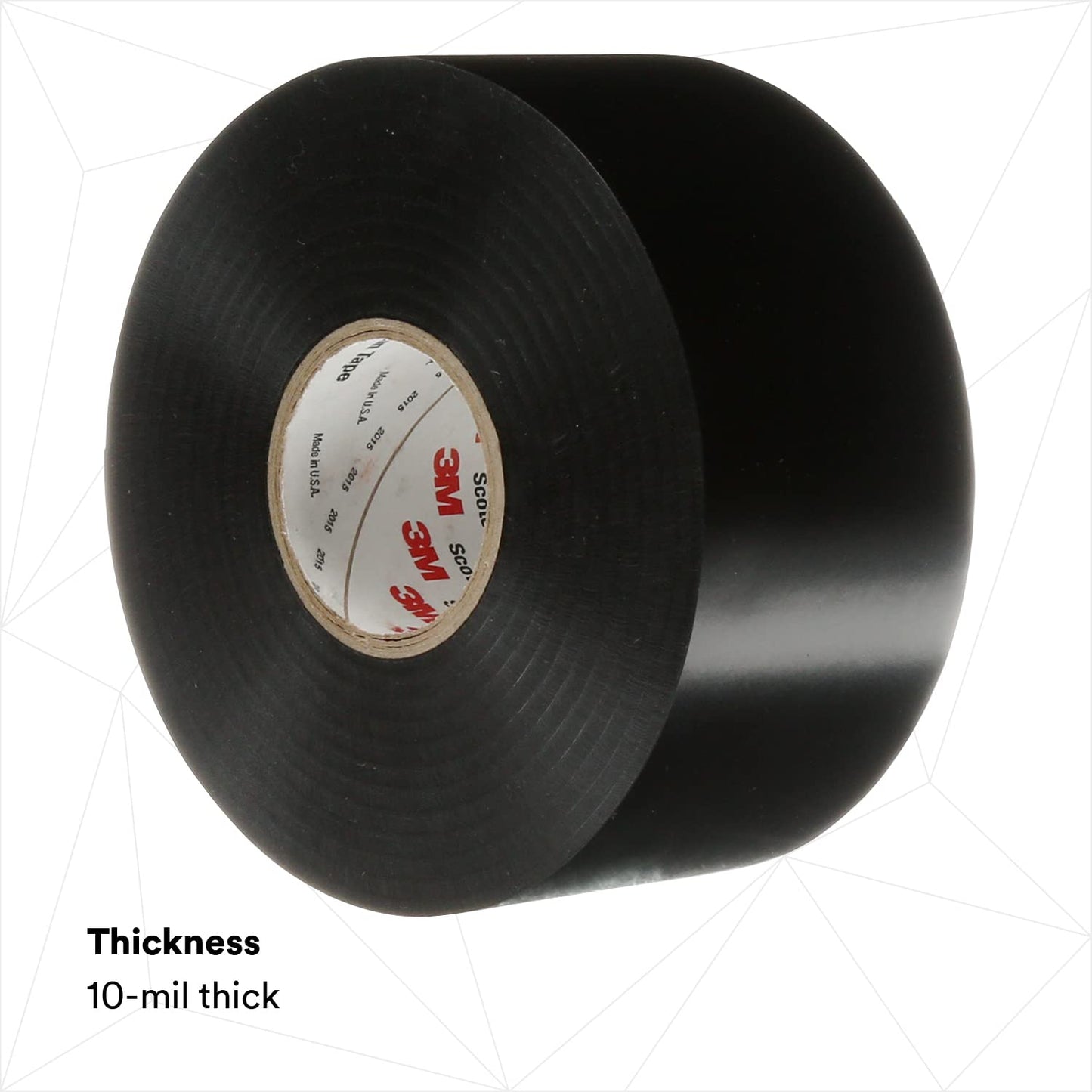 3M Scotchrap Vinyl Corrosion Protection Tape 50, Unprinted, 2 in x 100 ft, Black, 1 Roll, Premium Grade, 10 mil Thick, High Tack, All Weather, RoHS 2011/65/EU